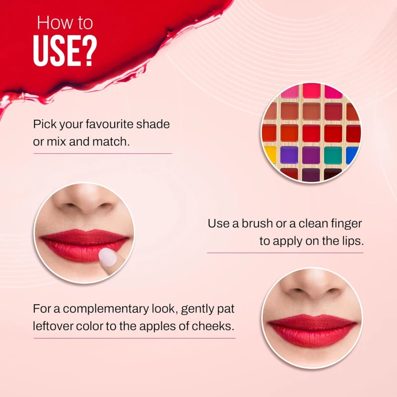 Colors Queen Multishade Lip Palette with 25 Lipstick Colors,Creamy Matte Finish Lip Colors,Feather Lightweight Formula,Versatile Color Options,Travel Friendly Lipstick Palette with Attached Mirror thumbnail 4